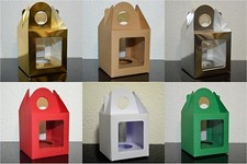 10 x Christmas Single Cupcake / Muffin Boxes With 2 Windows, Choose Colour 