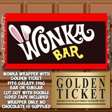 Wonka Chocolate Bar Wrapper + Golden Ticket World Book Day Easter Hunt Bunny Ear