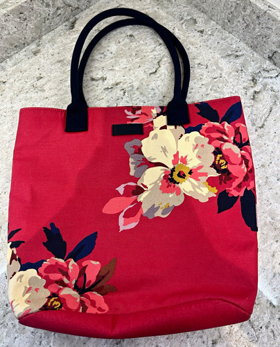 Joules red floral canvas - floral, tote