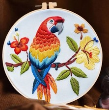 R6 - The Parrot - 20cm Embroidery DIY Art Kit - Art & Crafts For Adults & Teens