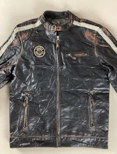 Vintage leather biker - leather, jacket