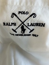 Polo Ralph Lauren Men Large Shirt RL Polo Mallet Unique Logo White Long Sleeve