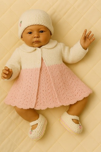 Pink white baby knit knitting - pink,