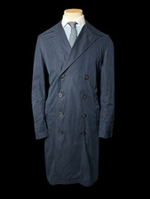 Men’s Aquascutum Wyncol Double Breasted Trench Coat 38R Navy Made In England