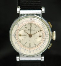 ALFA Non Magnetic Chronograph Men's WATCH Swing Flex Lugs Landeron 48 17J SWISS