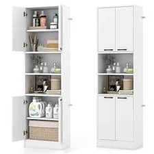 COSTWAY Kitchen Pantry Cabinet 190cm Tall Freestanding Cupboard w/Doors White