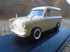 Ford Anglia van with custom wheels, 1:43 diecast model van in display case