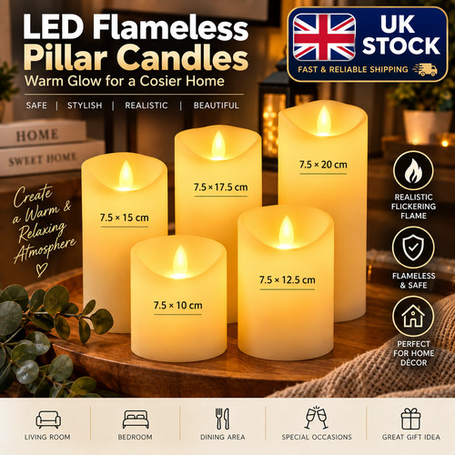 Led flameless pillar candles - led,