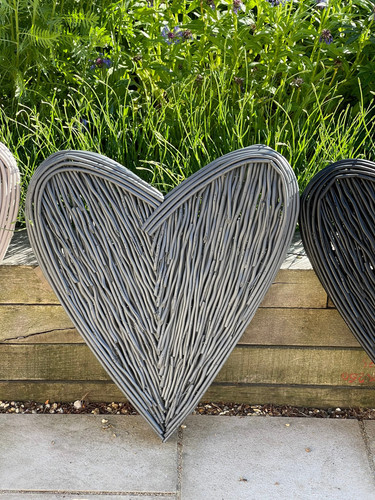 Hand painted large grey - grey, wicker