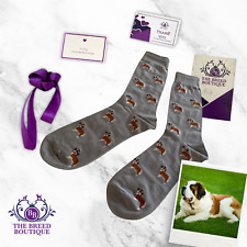 ST. BERNARD DOG PRINT SOCKS UNISEX ONE SIZE FIT SIZE UK 5 - 11 EU 38 - 46