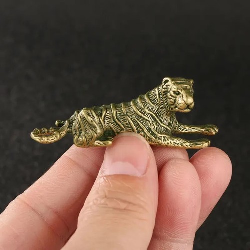 Small brass tiger lion animal - small,