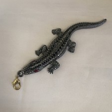 Butler & Wilson Crystal Crocodile Handbag Charm / Key Ring Black & Pewter