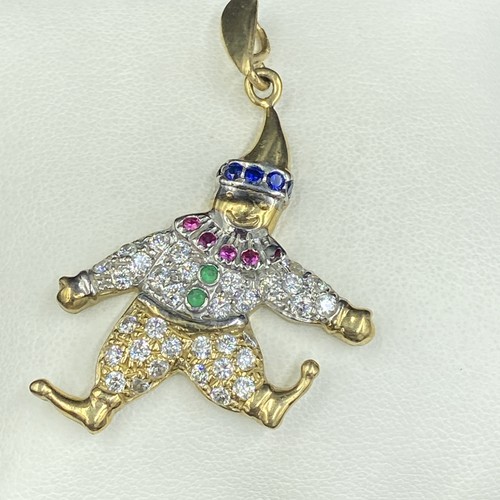9ct gold clown pendant - gold,