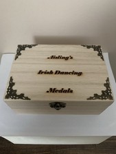 Irish Dancing Medal Storage Boxes with personalised  lid .
