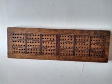 Vintage Inlaid Wooden Cribbage Board 27 x 8.5 cm