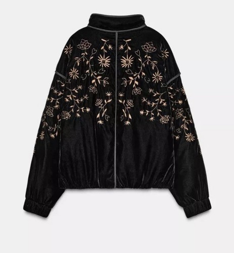 Zara embroidered velvet puffer - embroidered,
