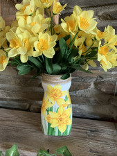 Daffodil And Bumble Bee Vase , Double Sided  , Handmade, Decoupaged