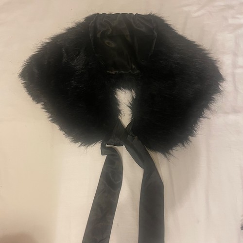 Vintage faux fur black stole - fur,