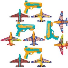 Airplane Launcher Foam Throwing Glider Plane with Catapult Gun Game for Kids 3+Y