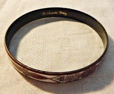 WOW VINTAGE MICHAELA FREY BANGLE DARK RED & WHITE 2 1/2 INCH DIAMETER BEAUTIFUL