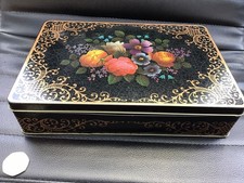 Vintage Floral Flowers Empty Biscuit Tin