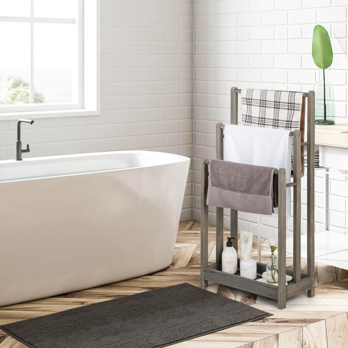 Freestanding wooden towel rack - wooden,