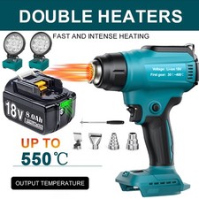 Cordless Hot Air Electric Heat Gun & 4X Nozzle 550°C / Work Light For Makita 18V