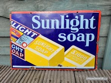 Genuine Early 1920s SUNLIGHT SOAP £1000 Enamel Sign Advertising 18" x 12"