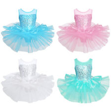 Kids Girls Sequins Ballet Dance Tutu Dress Sleeveless Gymnastics Leotard Skirt
