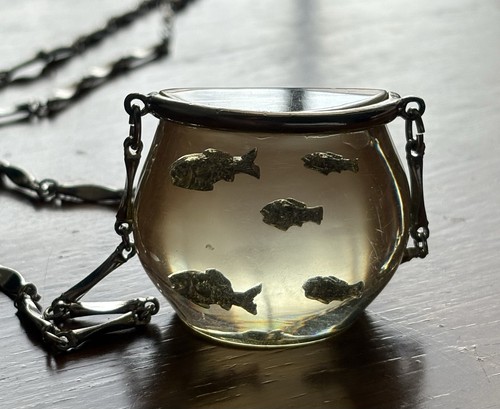 Silver vintage lucite goldfish - silver,