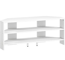 HOMCOM Corner TV Stand with 2 Open Shelves for 47 Inch TV Modern Furniture White