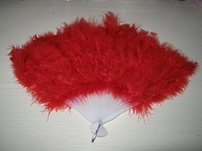LUXURY  FEATHER FAN FOR FANCY DRESS- RED COLOUR.