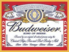 Budweiser Beer Vintage Metal Sign, Man Cave Retro Plaque, Home Bar Fridge Magnet