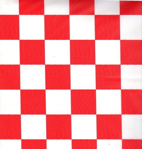 Red and white checker table - and,