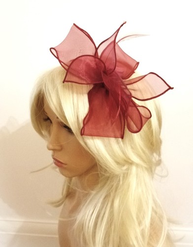 Burgundy chiffon ribbon flower - burgundy,