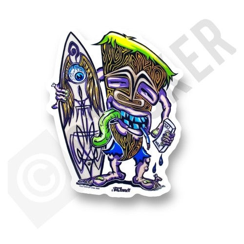 80s tiki wax - sticker, surfing