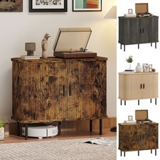 Mid-Century Modern Sideboard with Slatted Tambour Sliding Doors