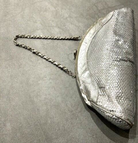 Silver clutch shoulder - silver, bag