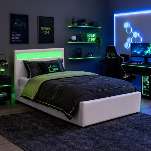 Led gaming ottoman bed - gaming, single