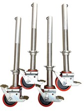 Alloy Tower Adjustable Legs & Castors Scaffold Wheels Youngman Boss - Set of 4