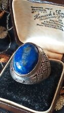 Antique Vintage 1980-s 925 Silver Lapis Lazuli  Huge Signet/Ring Size UK Q, US 8
