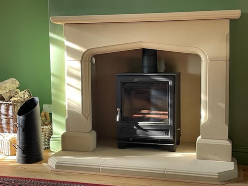Tudor style stone fireplace - tudor,