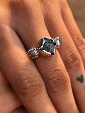 Blue Rough Diamond Ring Natural Loose Uncut Raw Diamond Ring Gift For Women