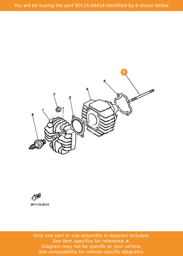 Yamaha bolt stud 90116 06418 - bolt,, 90116-06418