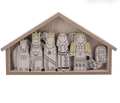 Wooden nativity piece set - nativity,