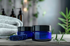 Cobalt Blue Glass Cosmetic Jars 50ml (2oz) for Ointments, Creams, Balms, Candles