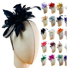 Women's Small Flower Feather Fascinator Headband Clip Wedding Royal Ascot Race