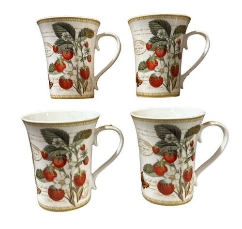 Strawberries mugs set - set, 4