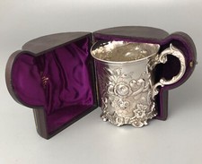 Boxed Victorian Solid Silver Christening Mug George Richards London 1857 CAEZX