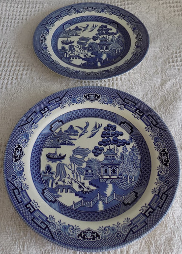 Churchill blue willow dinner - willow,